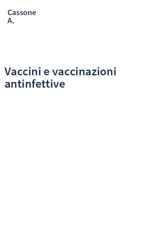 Vaccini e vaccinazioni antinfettive