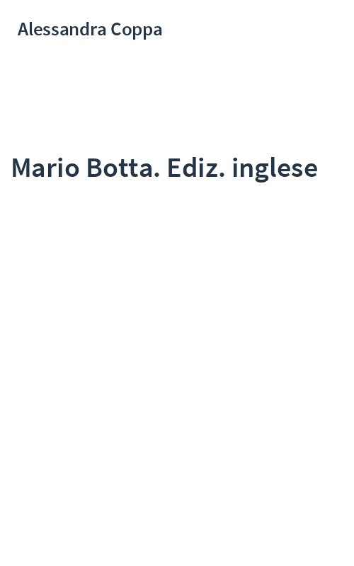 Mario Botta. Ediz. inglese