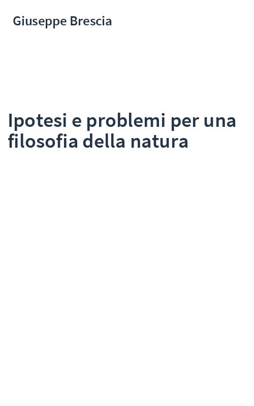 Ipotesi e problemi per una filosofia della natura