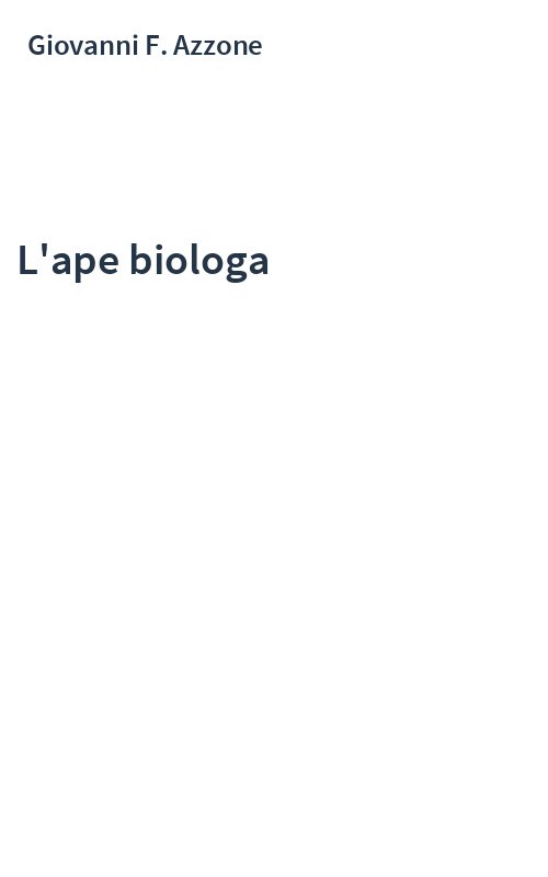 L'ape biologa