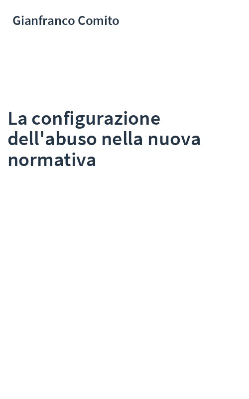 La configurazione dell'abuso nella nuova normativa