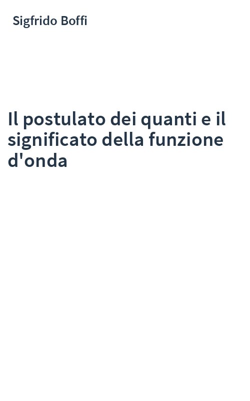 Il postulato dei quanti e il significato della funzione d'onda