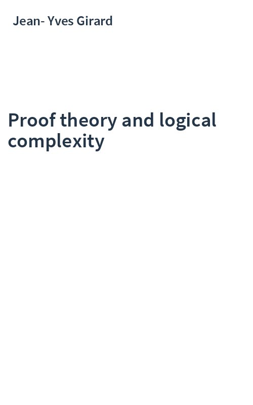 Proof theory and logical complexity
