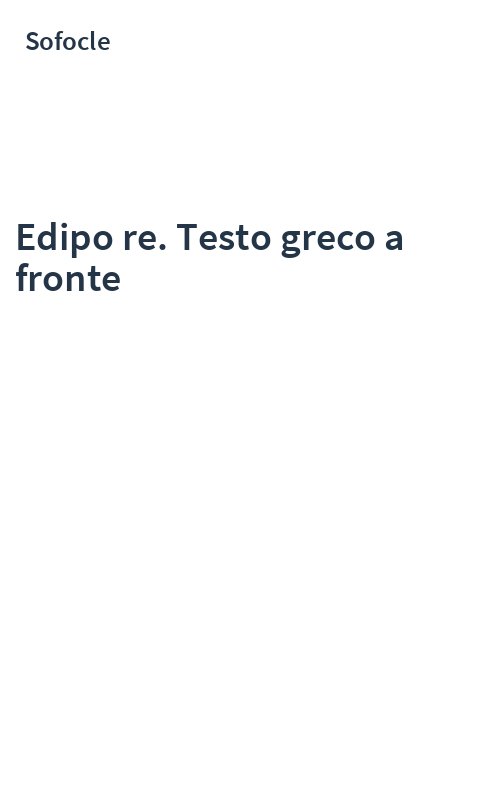 Edipo re. Testo greco a fronte