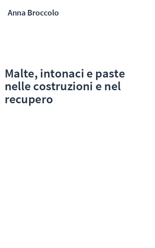 Malte, intonaci e paste nelle costruzioni e nel recupero