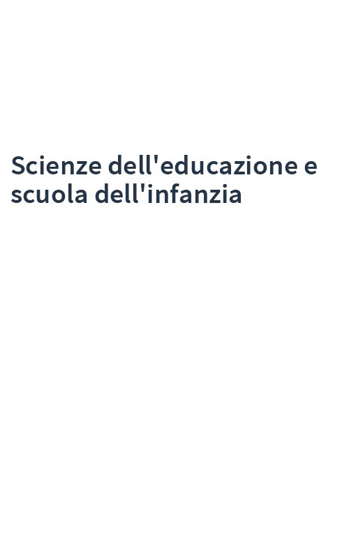 Scienze dell'educazione e scuola dell'infanzia