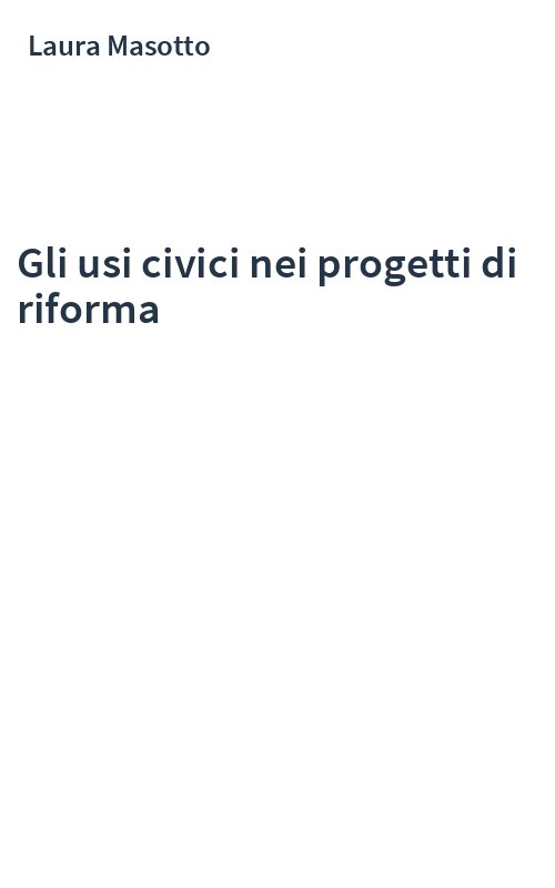 Gli usi civici nei progetti di riforma