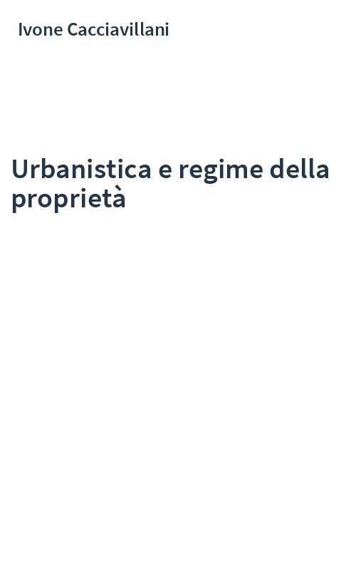 Urbanistica e regime della proprietà