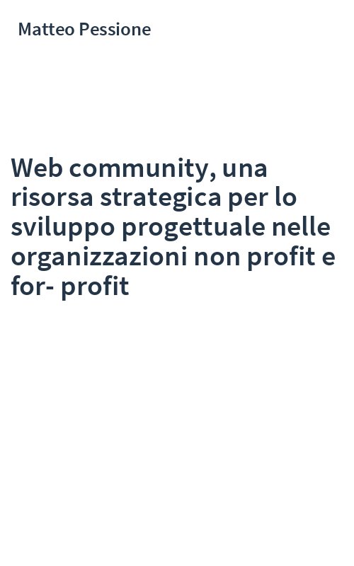 Web community, una risorsa strategica per lo sviluppo progettuale nelle organizzazioni non profit e for-profit