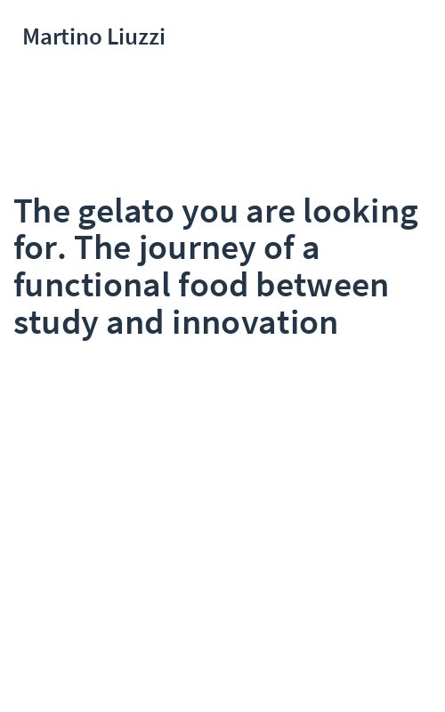 The gelato you are looking for. The journey of a functional food between study and innovation