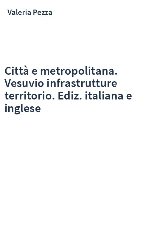 Città e metropolitana. Vesuvio infrastrutture territorio. Ediz. italiana e inglese