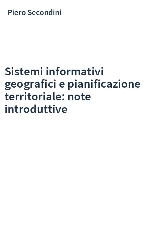 Sistemi informativi geografici e pianificazione territoriale: note introduttive