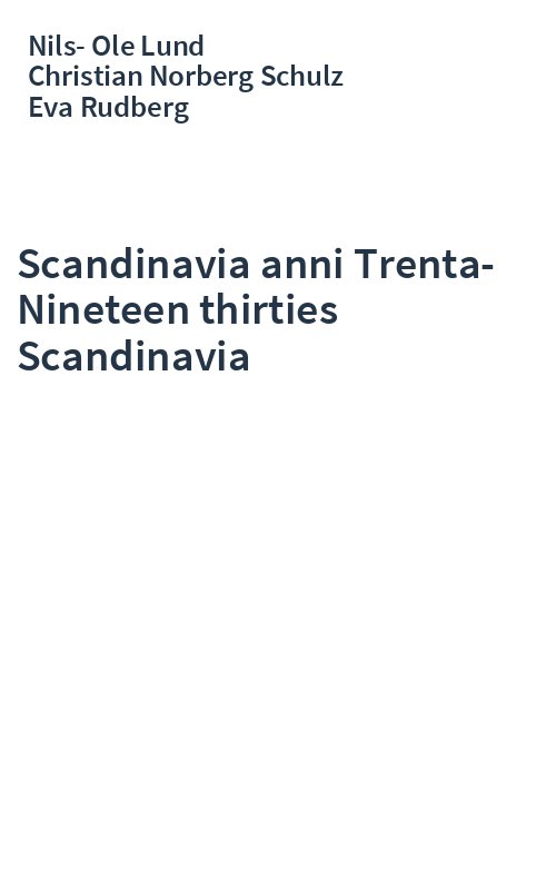 Scandinavia anni Trenta-Nineteen thirties Scandinavia