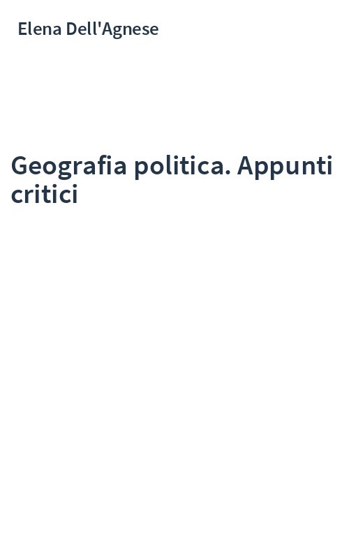 Geografia politica. Appunti critici