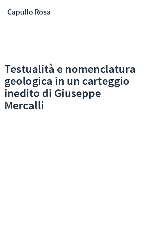 Testualità e nomenclatura geologica in un carteggio inedito di Giuseppe Mercalli