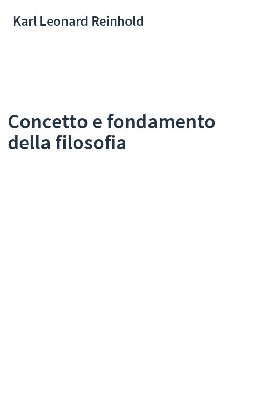 Concetto e fondamento della filosofia