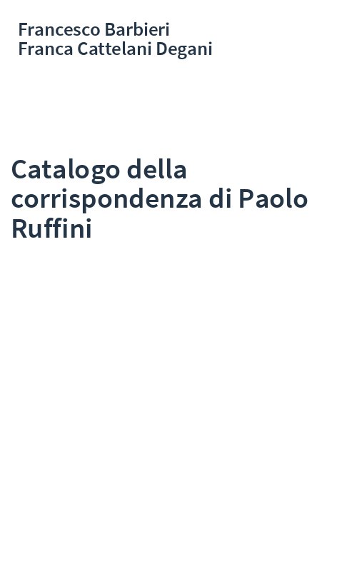 Catalogo della corrispondenza di Paolo Ruffini