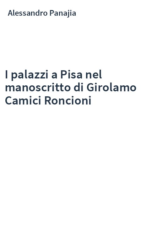 I palazzi a Pisa nel manoscritto di Girolamo Camici Roncioni