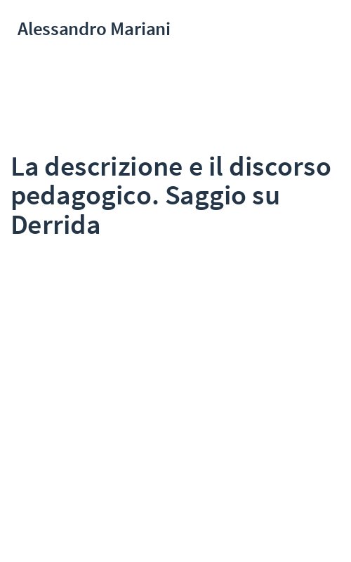La descrizione e il discorso pedagogico. Saggio su Derrida