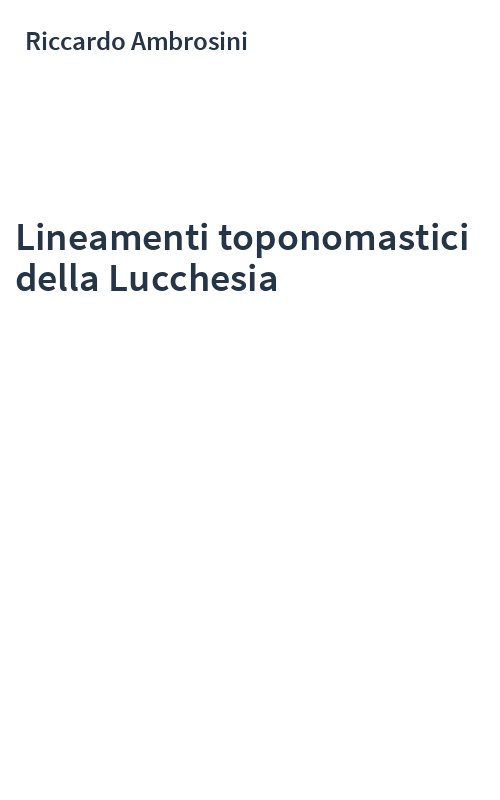 Lineamenti toponomastici della Lucchesia