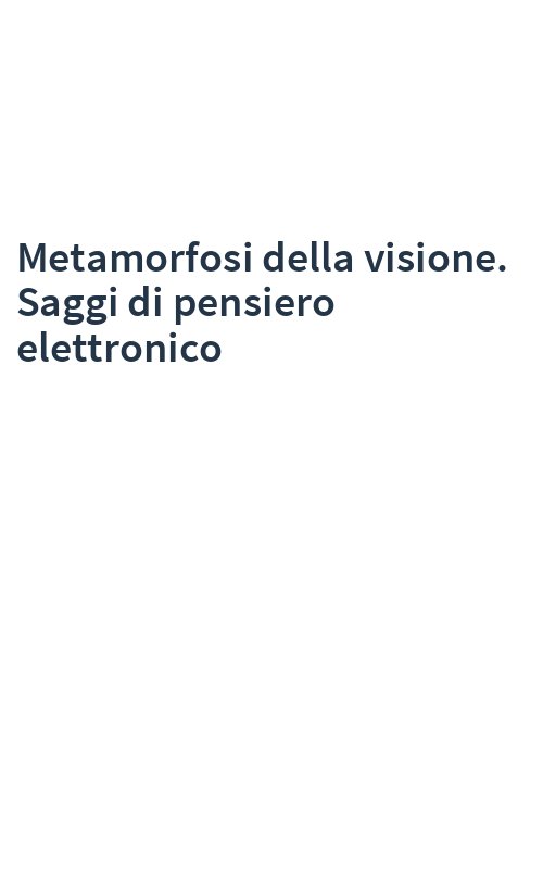 Metamorfosi della visione. Saggi di pensiero elettronico