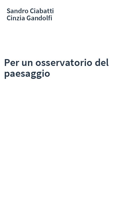 Per un osservatorio del paesaggio