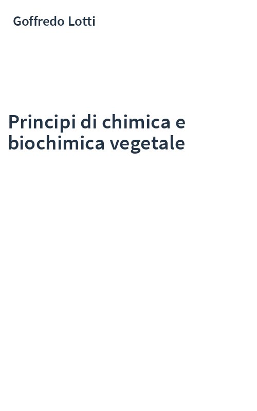 Principi di chimica e biochimica vegetale