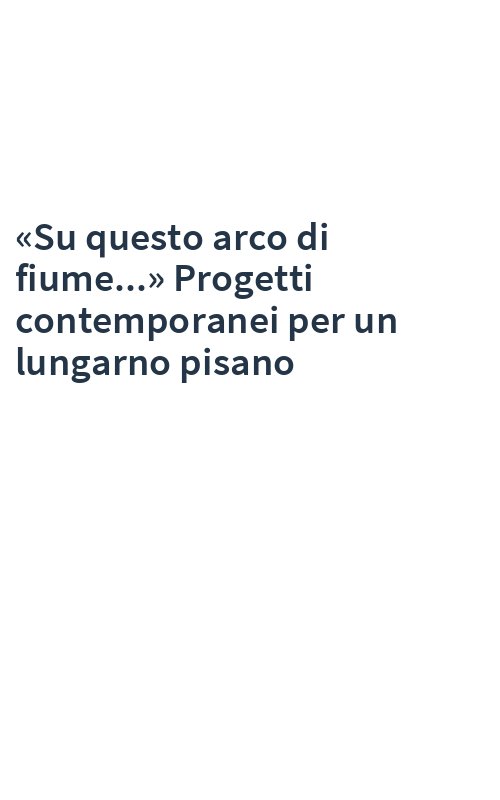 «Su questo arco di fiume...» Progetti contemporanei per un lungarno pisano