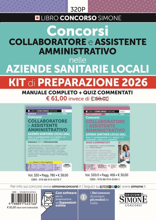 Concorsi collaboratore e assistente amministrativo nelle aziende sanitarie locali. Kit di preparazione 2026