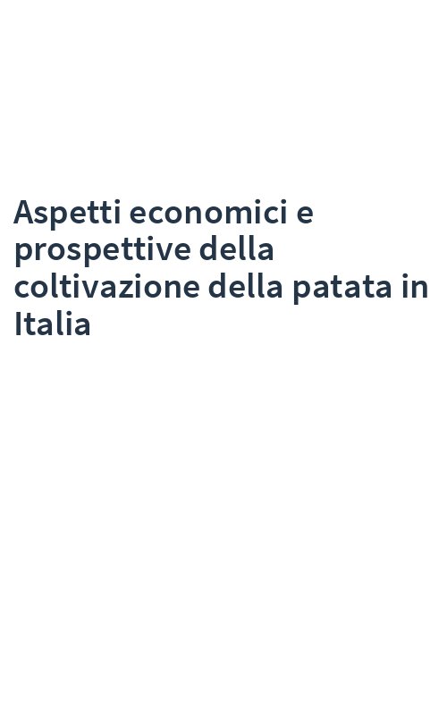 Aspetti economici e prospettive della coltivazione della patata in Italia