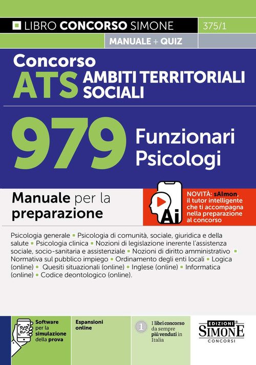 Concorso ATS Ambiti Territoriali Sociali. 979 funzionari psicologi. Manuale per la preparazione