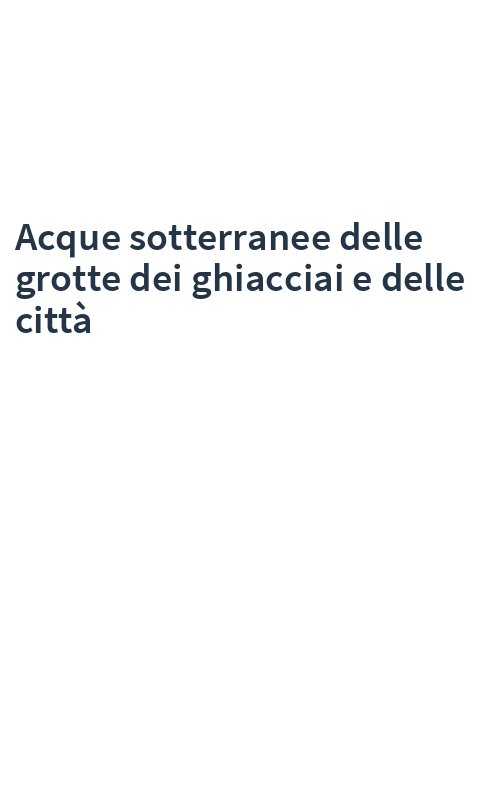 Acque sotterranee delle grotte dei ghiacciai e delle città