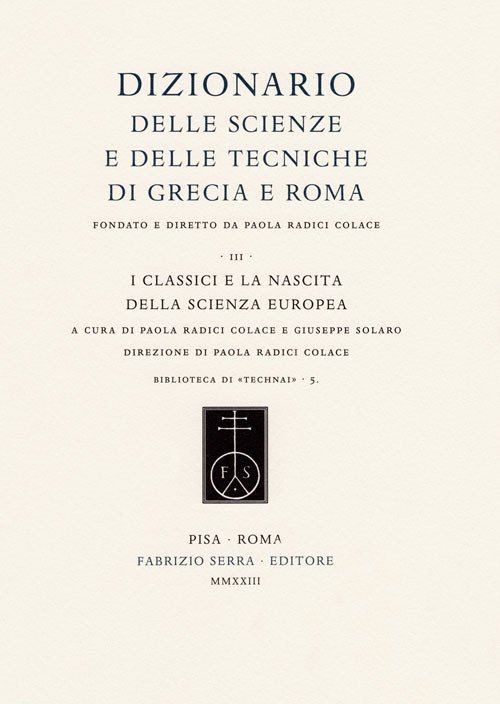 Dizionario delle scienze e delle tecniche di Grecia e Roma