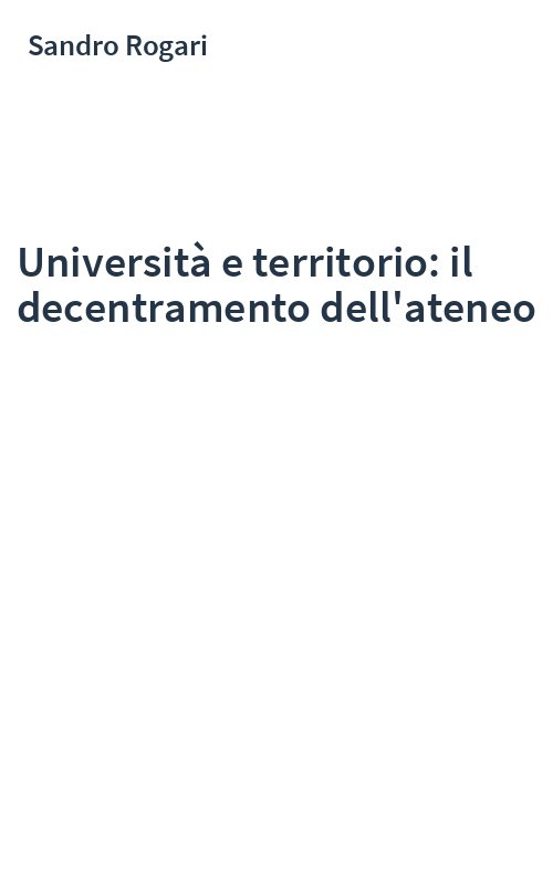 Università e territorio: il decentramento dell'ateneo