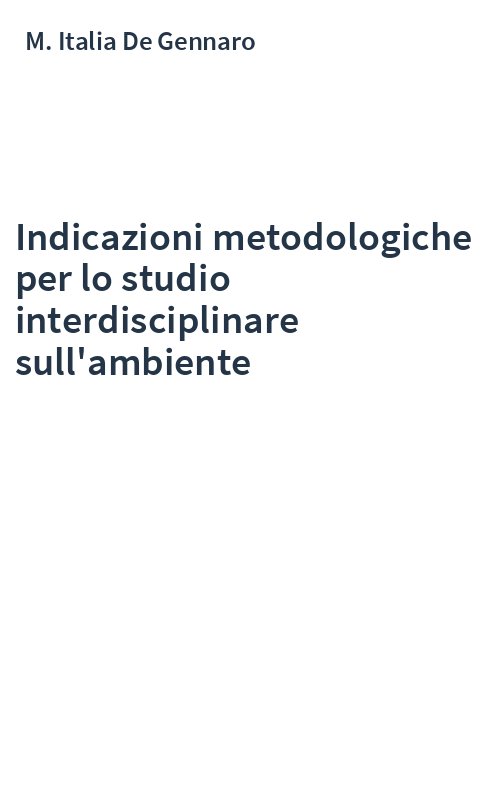 Indicazioni metodologiche per lo studio interdisciplinare sull'ambiente
