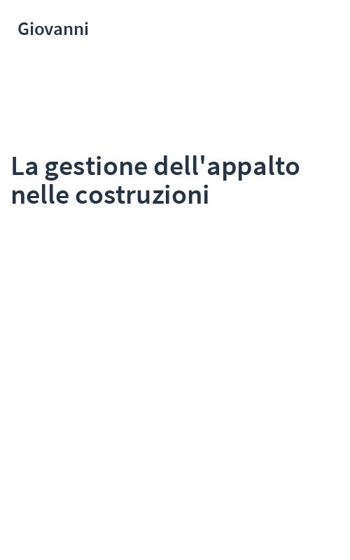 La gestione dell'appalto nelle costruzioni