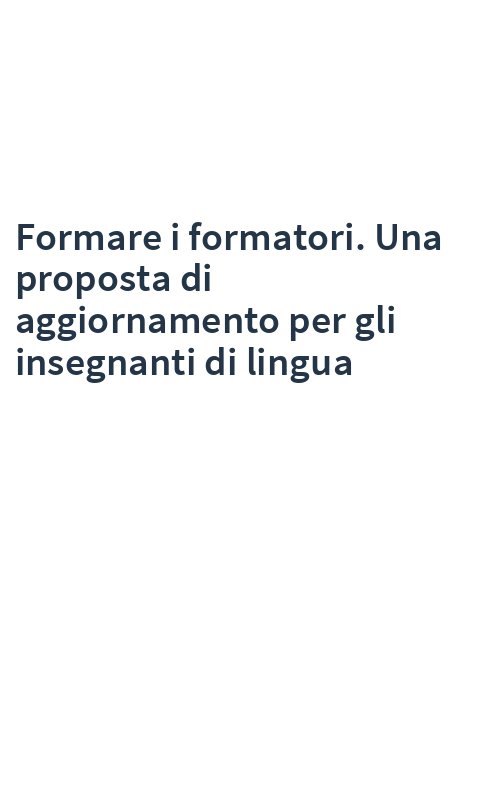 Formare i formatori. Una proposta di aggiornamento per gli insegnanti di lingua