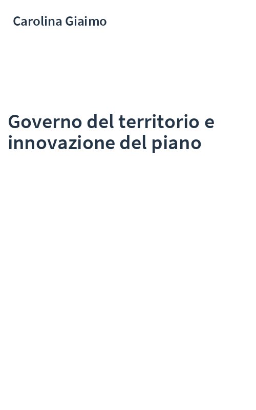 Governo del territorio e innovazione del piano