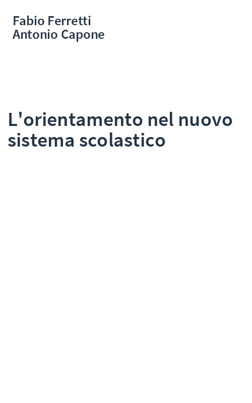 L'orientamento nel nuovo sistema scolastico