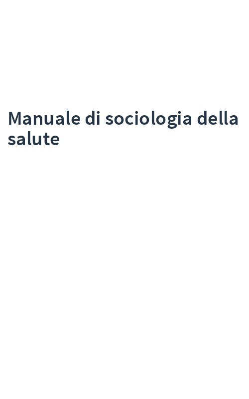 Manuale di sociologia della salute