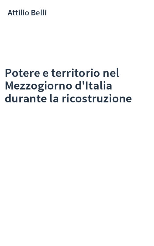 Potere e territorio nel Mezzogiorno d'Italia durante la ricostruzione