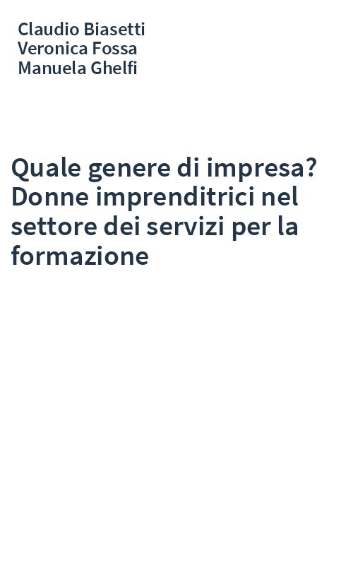 Quale genere di impresa? Donne imprenditrici nel settore dei servizi per la formazione