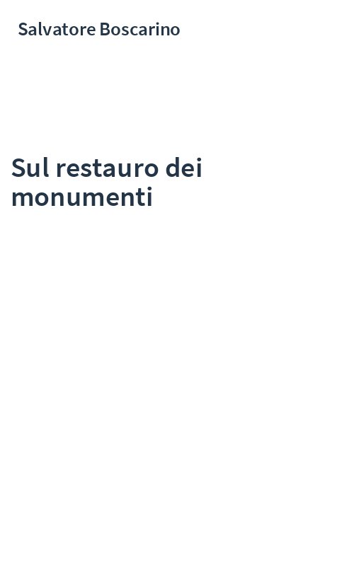 Sul restauro dei monumenti