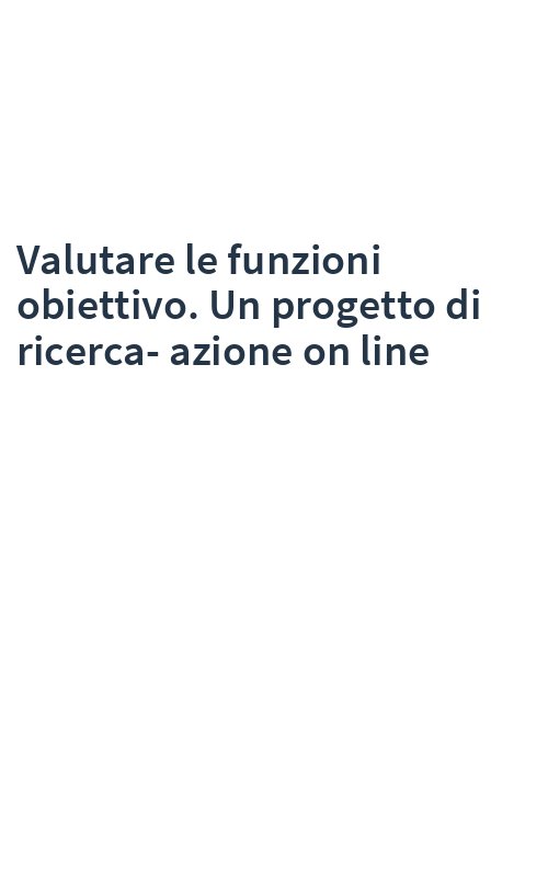 Valutare le funzioni obiettivo. Un progetto di ricerca-azione on line