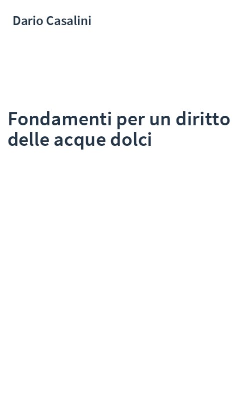 Fondamenti per un diritto delle acque dolci