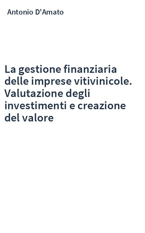 La gestione finanziaria delle imprese vitivinicole. Valutazione degli investimenti e creazione del valore