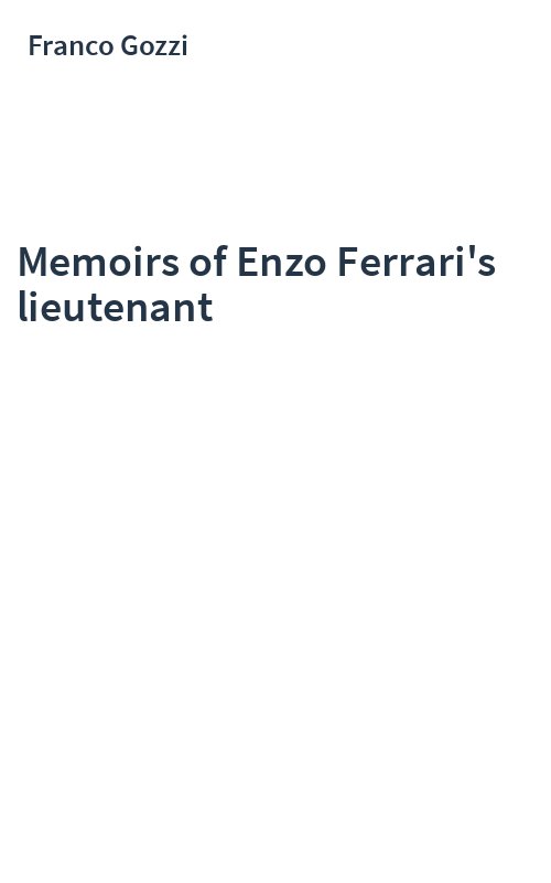 Memoirs of Enzo Ferrari's lieutenant
