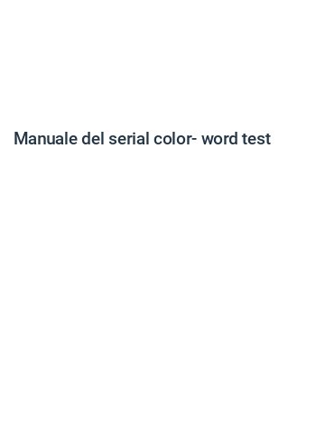 Manuale del serial color-word test