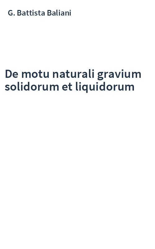 De motu naturali gravium solidorum et liquidorum