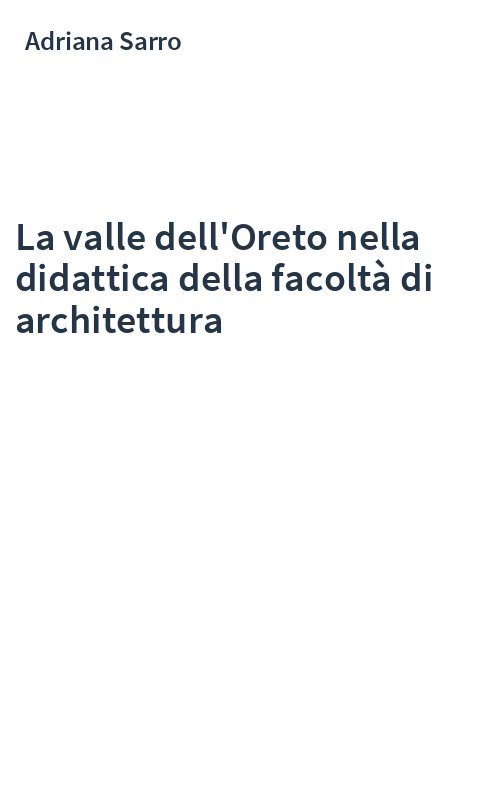 La valle dell'Oreto nella didattica della facoltà di architettura